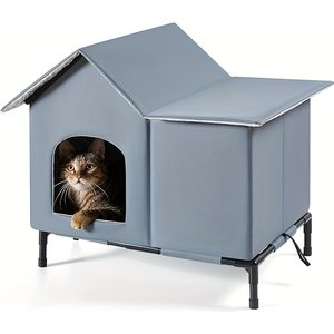Kylinsure Polyester Outdoor Cat House, Grey, Large