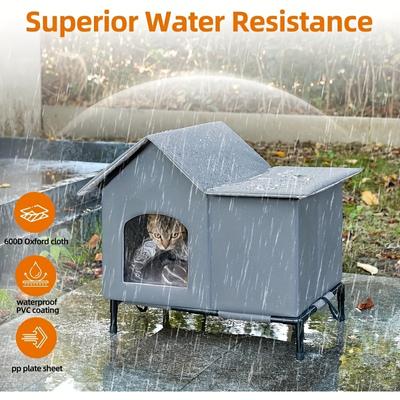 Show full view: Kylinsure Polyester Outdoor Cat House, Grey, Large slide 4 of 8