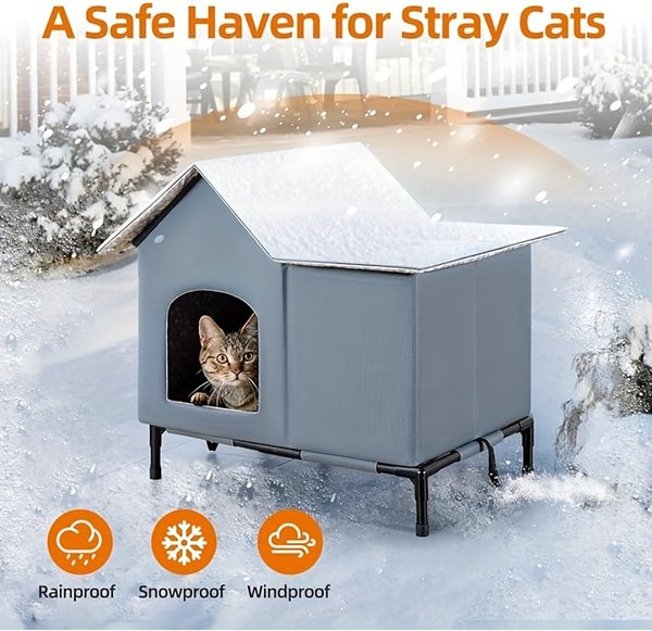 Show full view: Kylinsure Polyester Outdoor Cat House, Grey, Large slide 3 of 7