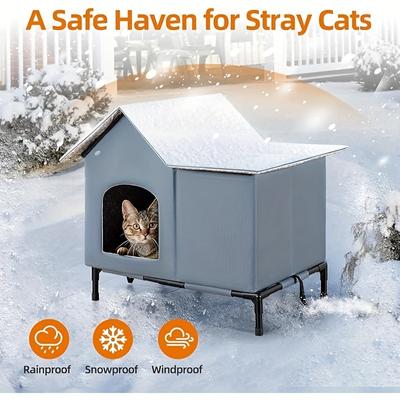 Show full view: Kylinsure Polyester Outdoor Cat House, Grey, Large slide 3 of 8