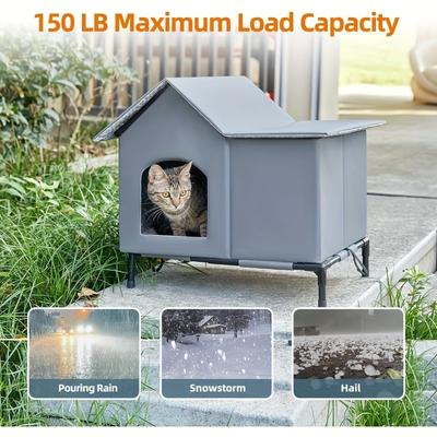 Show full view: Kylinsure Polyester Outdoor Cat House, Grey, Large slide 2 of 8