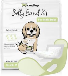 WickedPup Male Belly Band Kit Dog Diaper, Size 2: 17.5 to 21.5-in waist, 50 count