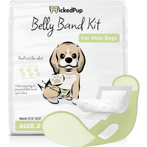 WickedPup Male Belly Band Kit Dog Diaper, Size 2: 17.5 to 21.5-in waist, 50 count