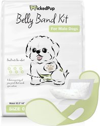 WickedPup Male Belly Band Kit Dog Diaper, Size 0: 10.5 to 14-in waist, 50 count slide 1 of 9