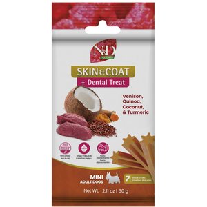 Farmina N&D Quinoa Skin & Coat Quail Mini Dental Dog Treats, 2.1-oz bag, 7-count