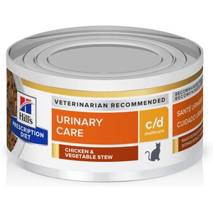 Hill's Prescription Diet c/d Multicare Urinary Care Chicken & Vegetable Stew Wet Cat Food, 2.9-oz can, case of 4