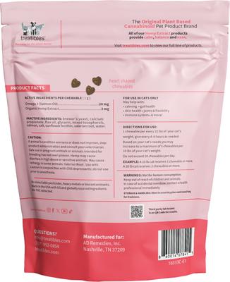 Show full view: Treatibles Extra Strength Broad Spectrum Hemp Extract Feline Salmon Oil Flavored Soft Chewable Calming Supplement for Cats, 3-mg, 100 count slide 3 of 3