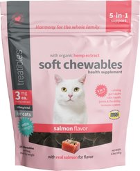 Treatibles Extra Strength Broad Spectrum Hemp Extract Feline Salmon Oil Flavored Soft Chewable Calming Supplement for Cats, 3-mg, 100 count