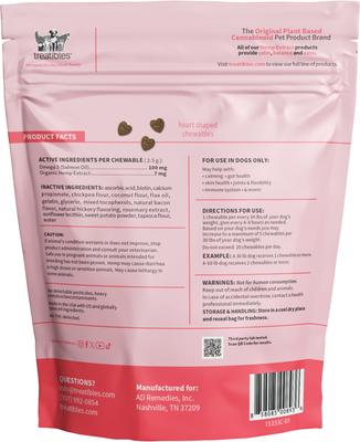 Show full view: Treatibles Extra Strength Broad Spectrum Hemp Extract Canine Salmon Oil Flavored Soft Chewable Calming Supplement for Dogs, 7-mg, 60 count slide 3 of 3