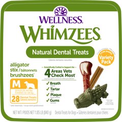 WHIMZEES by Wellness Variety Box Dental Chews Natural Grain-Free Dental Dog Treats, Medium, 28 count