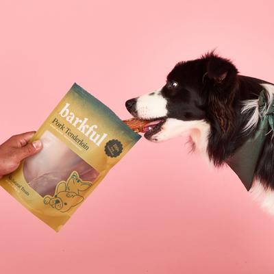 Show full view: Barkful Pork Tenderloin Human Grade Adult Dehydrated Dog Treats, 4-oz bag slide 6 of 7