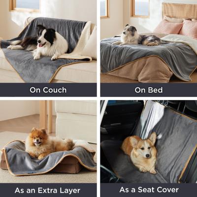 Show full view: Bedsure Waterproof Sherpa Fleece Reversible Furniture Protector Dog & Cat Throw Blanket, Grey, Large slide 5 of 8