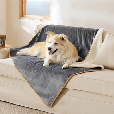 Show full view: Bedsure Waterproof Sherpa Fleece Reversible Furniture Protector Dog & Cat Throw Blanket, Grey, X-Large slide 5 of 9