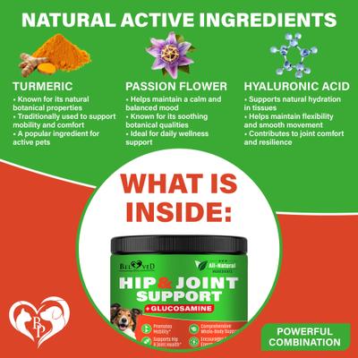 Show full view: Beloved Pets Glucosamine Bacon Flavored Chews Hip & Joint Support Supplement for Dogs, 10-oz bag slide 5 of 9