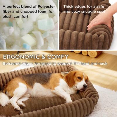 Bedsure Orthopedic Bolster Dog Bed with Removable Cover
