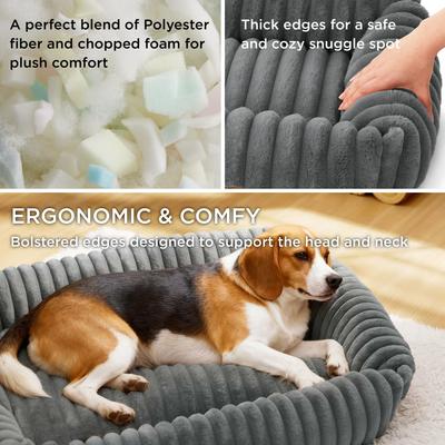 Show full view: Bedsure Orthopedic Bolster Dog Bed with Removable Cover, Warm Grey, Large slide 2 of 8