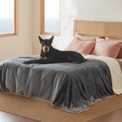 Bedsure Waterproof Sherpa Fleece Reversible Furniture Protector Dog & Cat Throw Blanket, Grey, King
