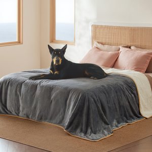 Bedsure Waterproof Sherpa Fleece Reversible Furniture Protector Dog & Cat Throw Blanket, Grey, King