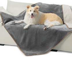 Bedsure Waterproof Sherpa Fleece Reversible Furniture Protector Dog & Cat Throw Blanket, Grey, X-Large