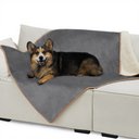 Bedsure Waterproof Sherpa Fleece Reversible Furniture Protector Dog & Cat Throw Blanket, Grey, Large