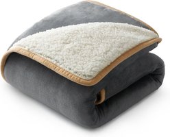Bedsure Waterproof Sherpa Fleece Reversible Furniture Protector Dog & Cat Throw Blanket, Grey, Small