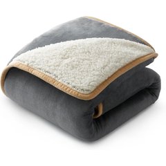 Bedsure Waterproof Sherpa Fleece Reversible Furniture Protector Dog & Cat Throw Blanket, Grey, Small