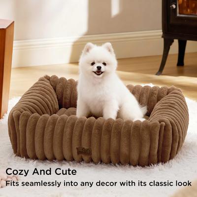 Show full view: Bedsure Orthopedic Bolster Dog Bed with Removable Cover, Copper Brown, Medium slide 4 of 8