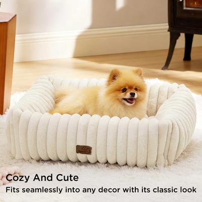Show full view: Bedsure Orthopedic Bolster Dog Bed with Removable Cover, Cream, Medium slide 4 of 8