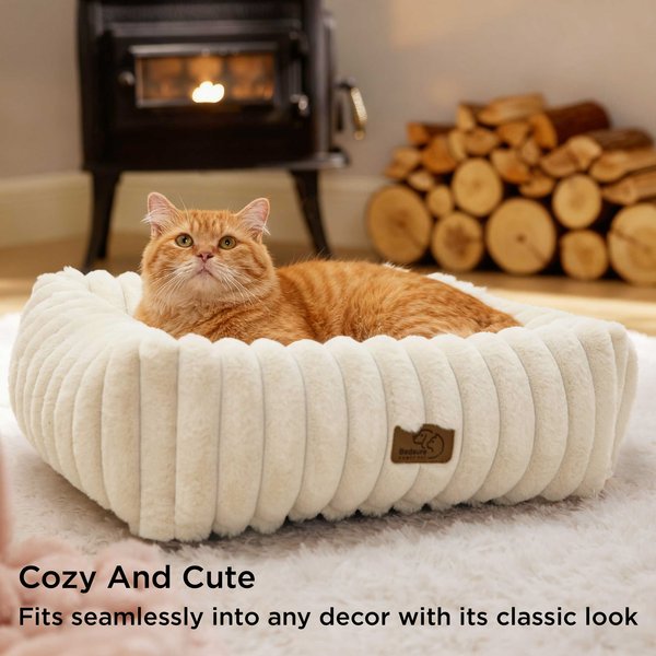 Show full view: Bedsure Orthopedic Bolster Dog Bed with Removable Cover, Cream, Small slide 4 of 8