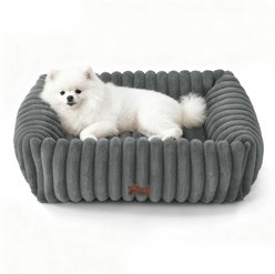 Bedsure Orthopedic Bolster Dog Bed with Removable Cover, Warm Grey, Medium