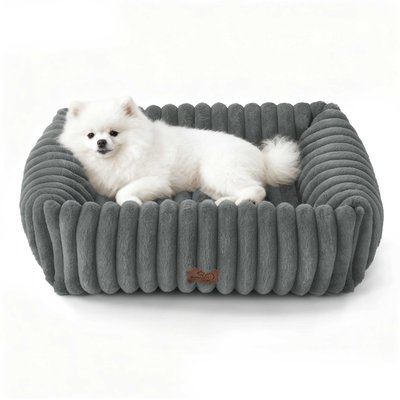 Bedsure Bedsure ComfyFleece Orthopedic Bolster Dog Bed with Removable Cover, Warm Grey, Medium