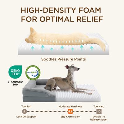 Show full view: Bedsure Orthopedic Bolster Dog Sofa Bed with Removable Cover, Self Warming-Grey, Small slide 4 of 11