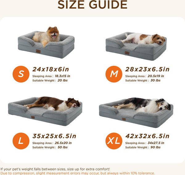 Show full view: Bedsure Orthopedic Bolster Dog Sofa Bed with Removable Cover, Self Warming-Grey, Large slide 6 of 10