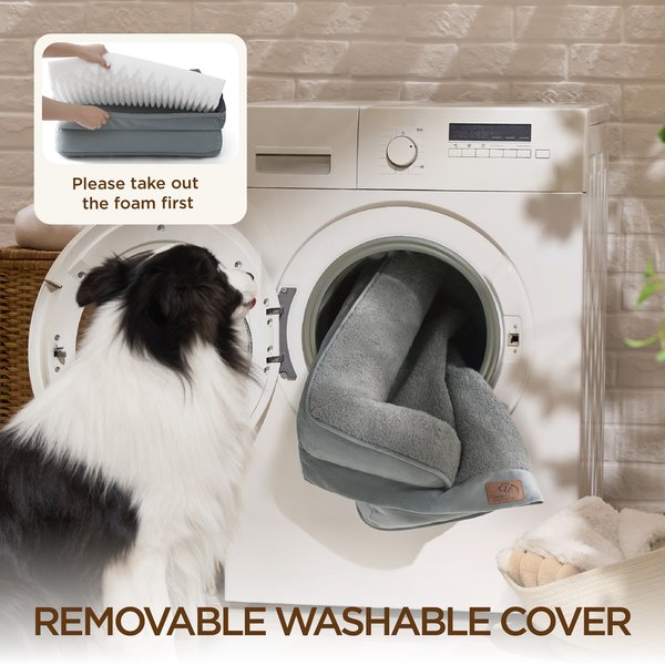 Show full view: Bedsure Orthopedic Bolster Dog Sofa Bed with Removable Cover, Self Warming-Grey, Large slide 5 of 10