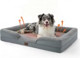 Bedsure Orthopedic Bolster Dog Sofa Bed with Removable Cover, Self Warming-Grey, Large