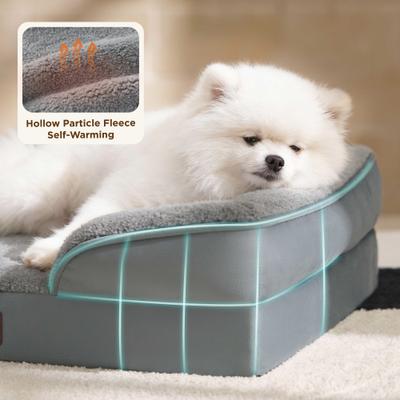 Show full view: Bedsure Orthopedic Bolster Dog Sofa Bed with Removable Cover, Self Warming-Grey, Small slide 3 of 11