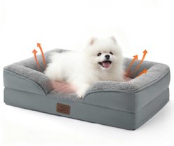 Bedsure Orthopedic Bolster Dog Sofa Bed with Removable Cover, Self Warming-Grey, Small