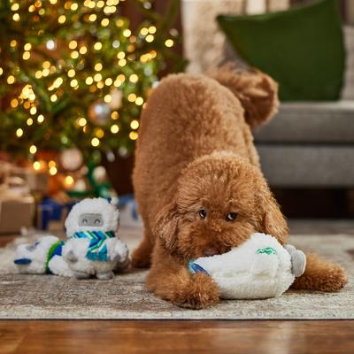 Show full view: Frisco Holiday Friendly Yetis Plush Squeaky Dog Toy, Medium/Large, 3 count slide 3 of 7