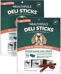 Healthfuls Deli Sticks Pork & Chicken Human-Grade Gluten-Free Soft & Chewy Dog Treats, 20-count bundle