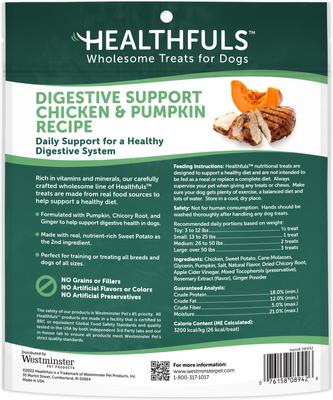 Show full view: Healthfuls Digestive Support Chicken & Pumpkin Recipe Dog Treats, 12-oz bag, bundle of 2 slide 3 of 10