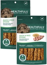 Healthfuls Duck & Rice Sticks Jerky Dog Treats, 4-oz bag, bundle of 2