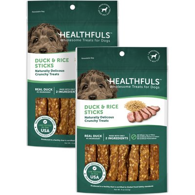 Healthfuls Healthfuls Duck & Rice Sticks Jerky Dog Treats, 4-oz bag, bundle of 2