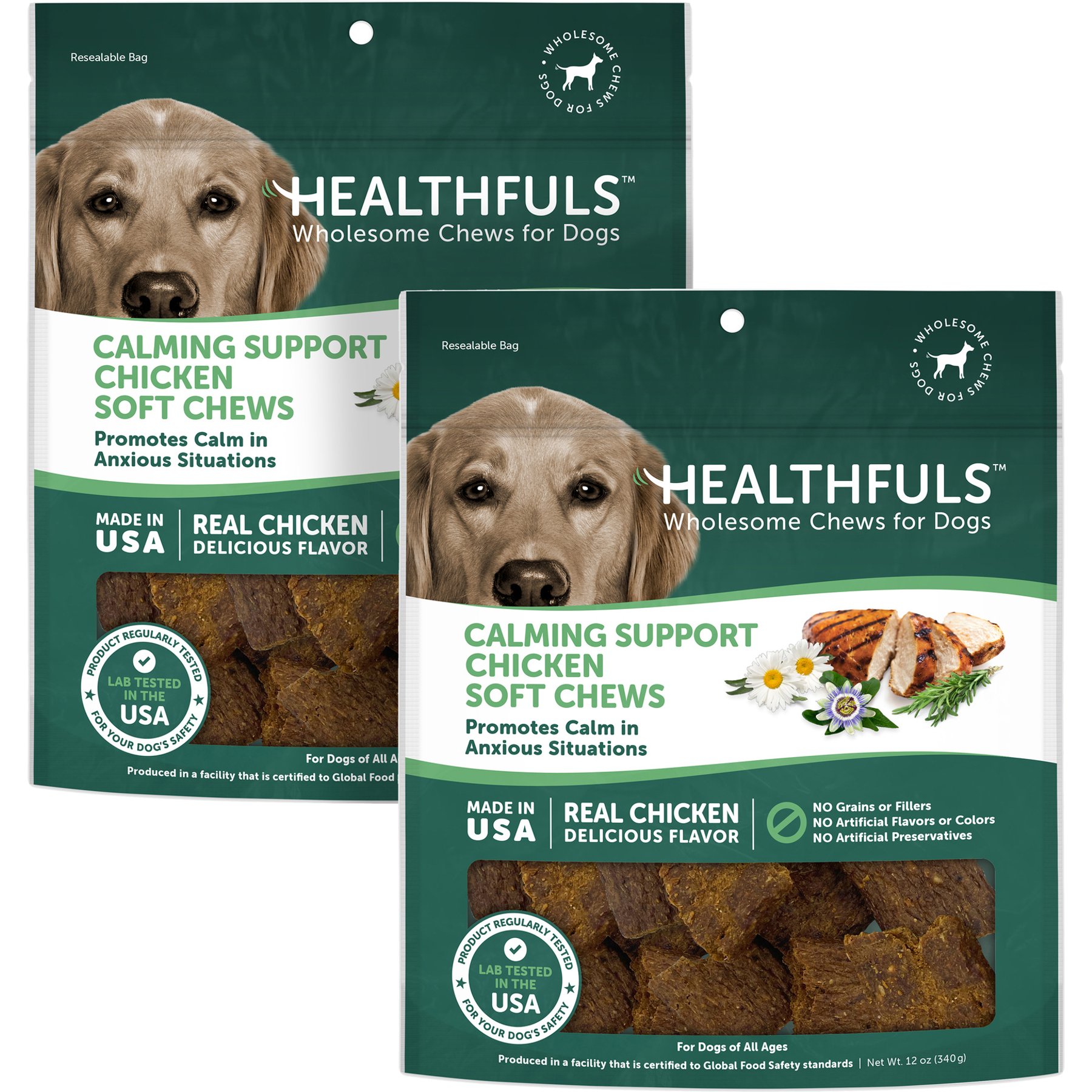 Healthfuls Calming Support Chicken Recipe Dog Treats, 12-oz bag, bundle of 2