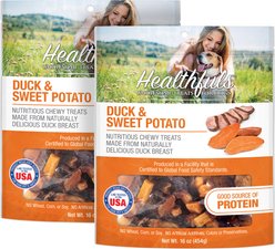 Healthfuls Duck & Sweet Potato Jerky Dog Treats, 16-oz bag, bundle of 2