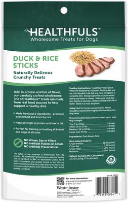 Show full view: Healthfuls Duck & Rice Sticks Jerky Dog Treats, 4-oz bag, bundle of 2 slide 3 of 4