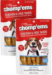 Chomp'ems Chicken Hide Twists Jerky Dog Treats, 4-oz bag, bundle of 2