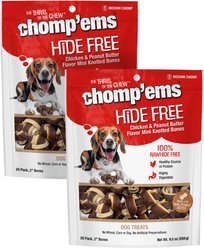 Chomp'ems Hide-Free Knot Bones Two-Tone Peanut Butter Dog Treats, 20 count, bundle of 2