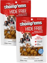 Chomp'ems Hide-Free Chicken Mini Knot Bones Dog Treats, 20-count bundle