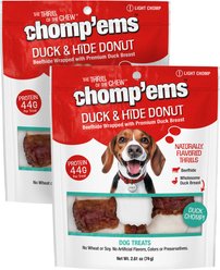 Chomp'ems Beefhide Donut with Duck Dog Treats, 1 count, bundle of 2