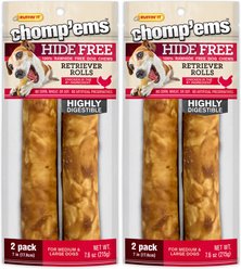 Chomp'ems 7"Hide-Free Chicken Rolls Dog Treats, 2 count, bundle of 2